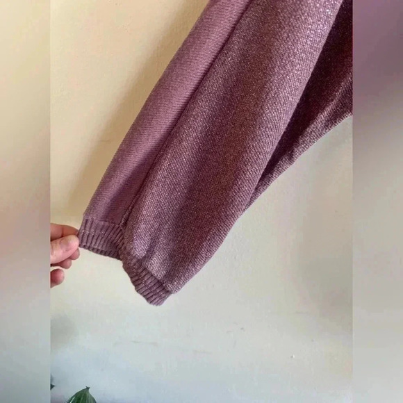 Anthropologie Belle France Mauve Oversized asymmetrical chiffon knit pocket top - Picture 5 of 9